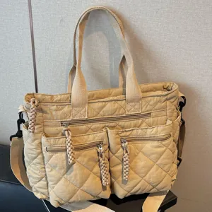 Bolso Tote Acolchado de Gran Capacidad para Mujer Bolso de Hombro de Algodón de Plumón Puffer Casual Commuting Handbag Winter Travel Tote