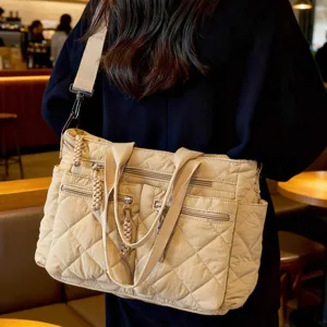 Gran bolso de hombro acolchado para mujer otono invierno casual shopper bolso grande nuevo