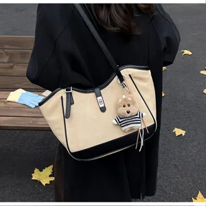 Sac cabas épaule femme vintage grande capacité cuir PU sac sous les bras tendance automne.
