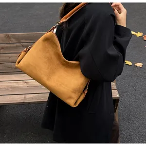 Mujer vintage bolsos de hombro ante marrón bolso axila cojín gran capacidad bolso de mano