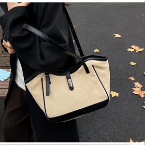Sac à bandoulière rétro pour femme, grand cabas fourre-tout d'automne pour le travail.
