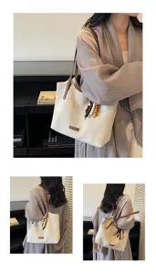 Retro frosted suede tote bag detail view, casual large capacity shoulder bag for women commuting.