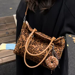 Maillard Vintage Leopard Print Tote Bag Women Autumn Winter Casual Shoulder Bag Large Capacity Commute