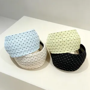 Serre-tête large à pois coréen pour femme accessoire de cheveux élégant lavage du visage quotidien.