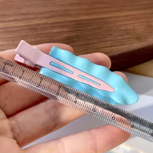 Summer creamy metal wavy duckbill hair clip sweet cute fringe side hairpin for women.