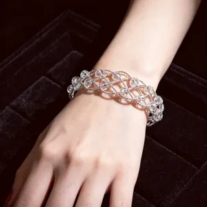 Bracciale di perle di cristallo intrecciato argento gioielli moda delicato accessorio polso