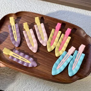 Summer pastel metal wavy duckbill hair clips cute bangs side clips sweet hair accessories for women