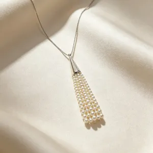 Elegant silver chain pearl tassel pendant necklace chic long sweater chain jewelry