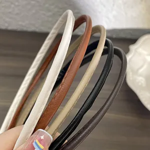 Serre-tête fin en cuir PU minimaliste pour femme, style français accessoire de cheveux polyvalent.