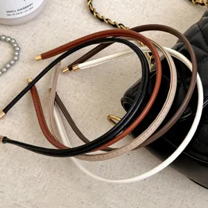 Ensemble de cerceaux de cheveux fins en cuir PU minimaliste, accessoires chic.