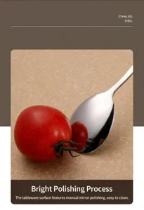 Stainless steel spoon kitchen tableware polished finish long handle elegant dining utensil