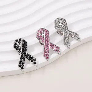 Juego de 3 broches de cinta con pedrería en negro rosa y blanco cristal elegante accesorio de metal.