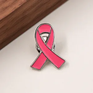 Pin de solapa con cinta rosa, broche esmaltado de concienciación sobre el cáncer.
