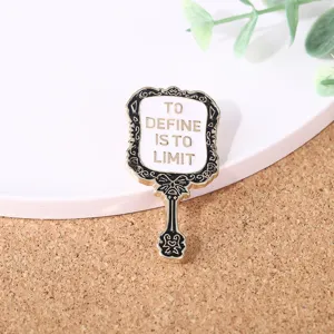 Vintage handspiegel geemailleerde speld met inspirerende quote, metalen badge voor kleding tas.