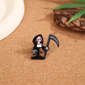 Niche Cartoon Grim Reaper Enamel Brooch Personalized Alloy Metal Badge Pin Fashion Clothing Backpack Jewelry Gift