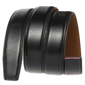Sangle de ceinture en cuir noir pour hommes 3.5cm de large sans boucle de rechange.