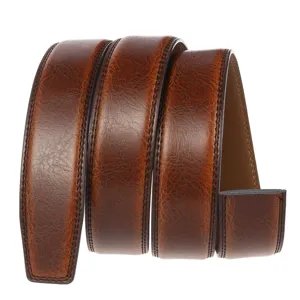 Lanière de ceinture en cuir marron pour homme sans boucle pour automatique 3.5cm