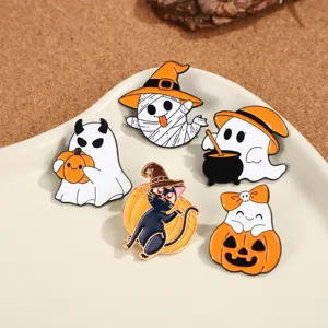 Halloween Spook Broche Schattige Cartoon Metaal Badge Geëmailleerde Reversspeld Voor Kleding Rugzak Kleding Decor Sieraden