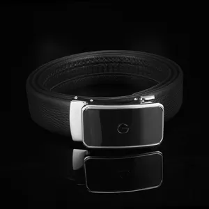 Ceinture en cuir noir classique pour homme avec boucle en métal automatique et lettre G.
