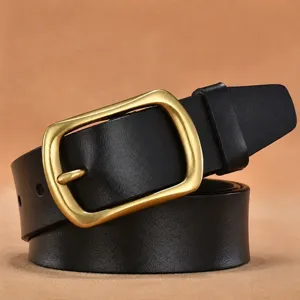Men vintage pin buckle leather belt black strap classic fashion waist belt for men daily wear