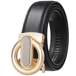 Detailed close-up showing the premium black leather strap and elegant gold buckle.