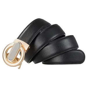 Men's leather belt automatic buckle casual black dress belt stylish business trousers belt