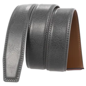 Courroie de ceinture en cuir pour hommes 3.5cm gris remplacement sans boucle pantalon.