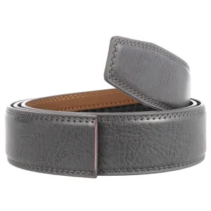 Sangle de ceinture homme 3.5cm cuir gris remplacement sans boucle automatique tendance