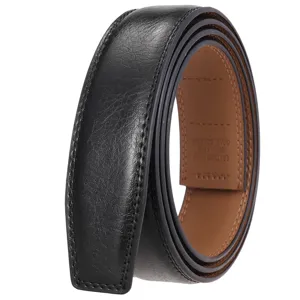 Sangle de ceinture homme en cuir noir largeur 3.5cm sans boucle lanière de rechange.