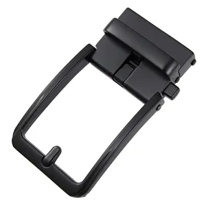 Boucle de ceinture automatique noire mate pour hommes, style business élégant.