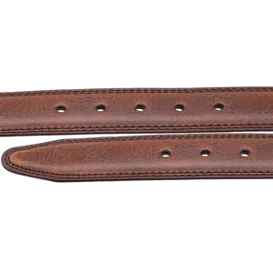 Men brown leather belt casual business trouser belt stylish cowhide belt detailed view