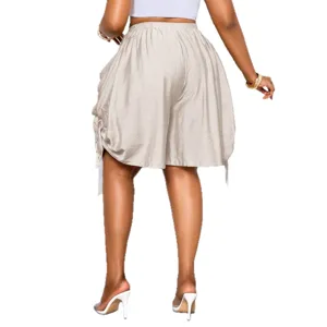 High waist loose cotton linen drawstring shorts vintage casual women summer beach pants