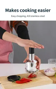 Manual press garlic chopper stainless steel vegetable cutter kitchen cooking tool helper