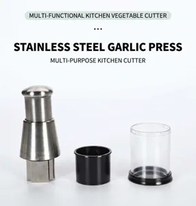 Stainless steel manual garlic press kitchen vegetable chopper tool for home cooking use