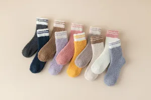 Cozy fuzzy coral fleece socks for women, winter warm non-slip soft indoor sleep floor socks.