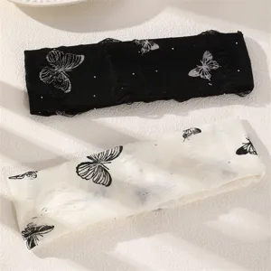 Bandeau large tendance pour femme orné de motifs de papillons et de strass étincelants.