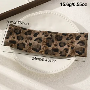 Vue détaillée du bandeau large imprimé léopard, montrant clairement les dimensions et specs.