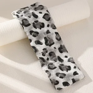 Bandeau large à motif léopard gris chic pour femmes, accessoire de cheveux rétro à la mode.