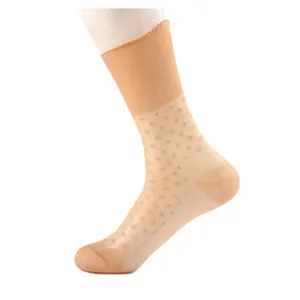Calze corte vintage in nylon da donna traspiranti con pois trasparenti e sottili