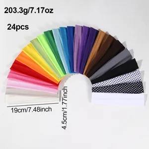 Detailed view of 24pcs colorful yoga headbands, soft stretchy fabric athletic hair bands for women.