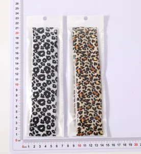 Leopard print elastic headband set, breathable and anti-slip sports yoga hairband for women.