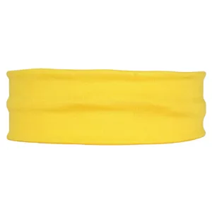 Detailed view of the yellow solid color elastic sports headband, showing soft knit texture.