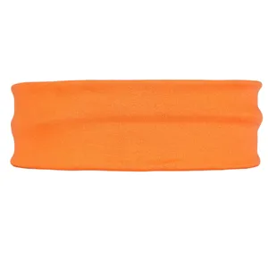 Detailed close-up of the bright orange solid color stretch sports headband fabric texture.