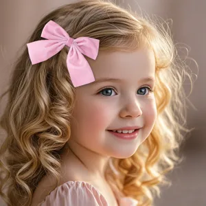 Süße Kinder Samt Schleife Haarklammer für Mädchen, handgemachte rosa Haar-Accessoires.