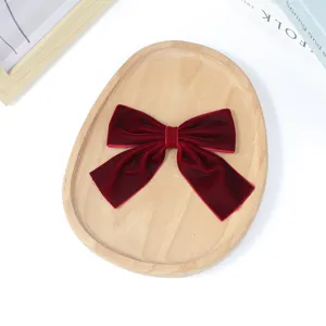 Kinder Samt Schleife Haarklammer, dunkelrote handgefertigte einfarbige Haarschmuck Hauptansicht.