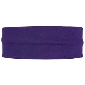 Close-up detail of the purple stretch athletic headband, showing soft breathable knit fabric.