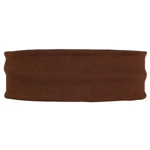 Brown knit headband detail, high elasticity sports sweatband for yoga and daily wear.