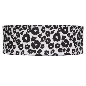 Black and white leopard print elastic headband for sports, yoga, and daily hair styling.