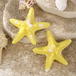 Summer beach ocean style yellow starfish hair clip duckbill clip cute hair accessories detail