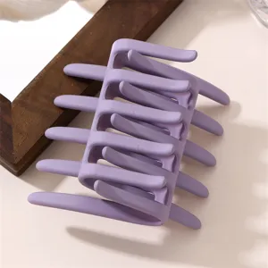 Matte purple square hair claw clip, minimalist hair styling accessory for women daily wear.